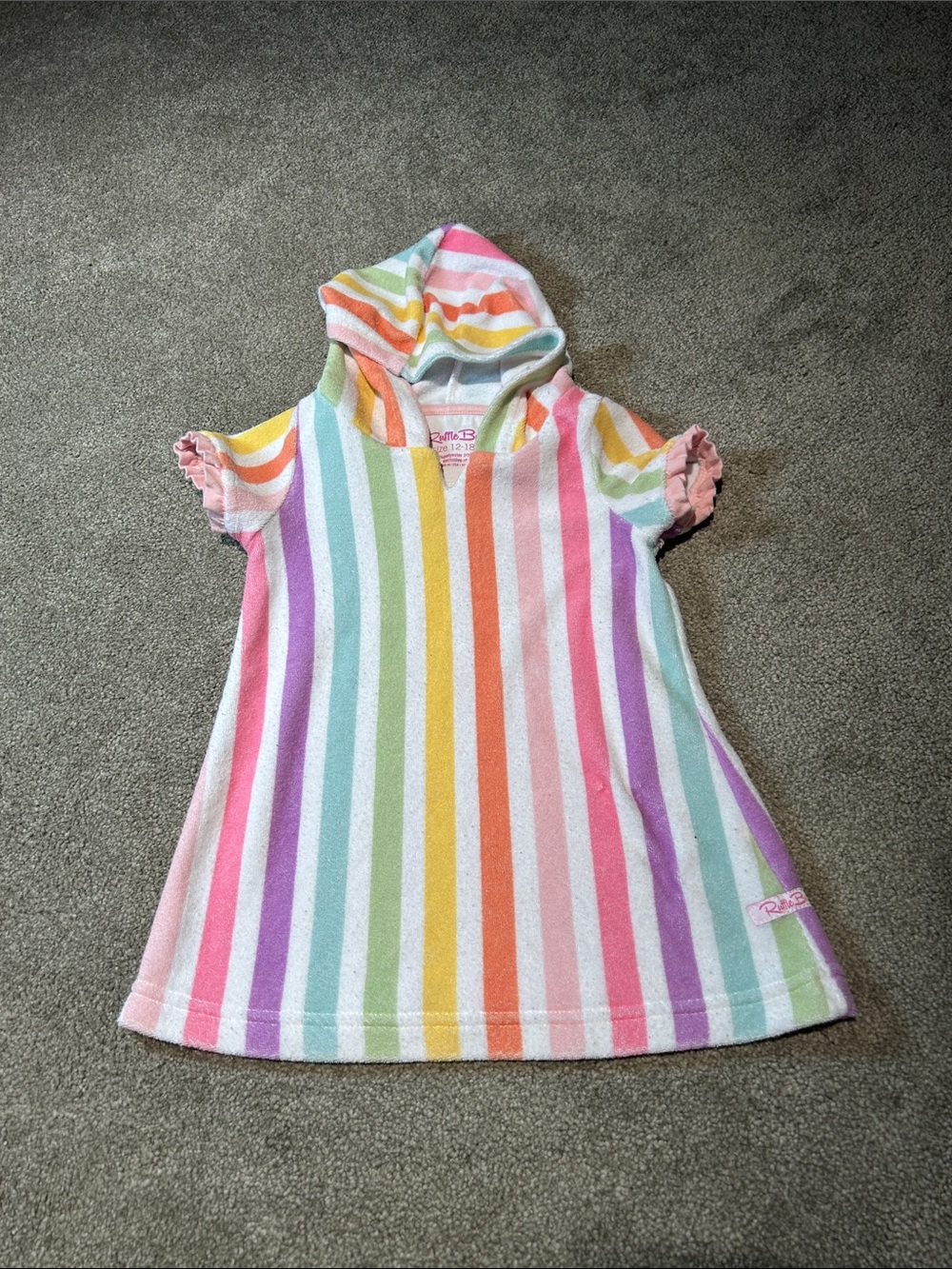 Rainbow Striped Hooded Kids Coverup - Pink, Purple & Multicolor